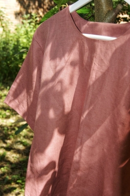 футболка льняная (52-54, пыльная роза)